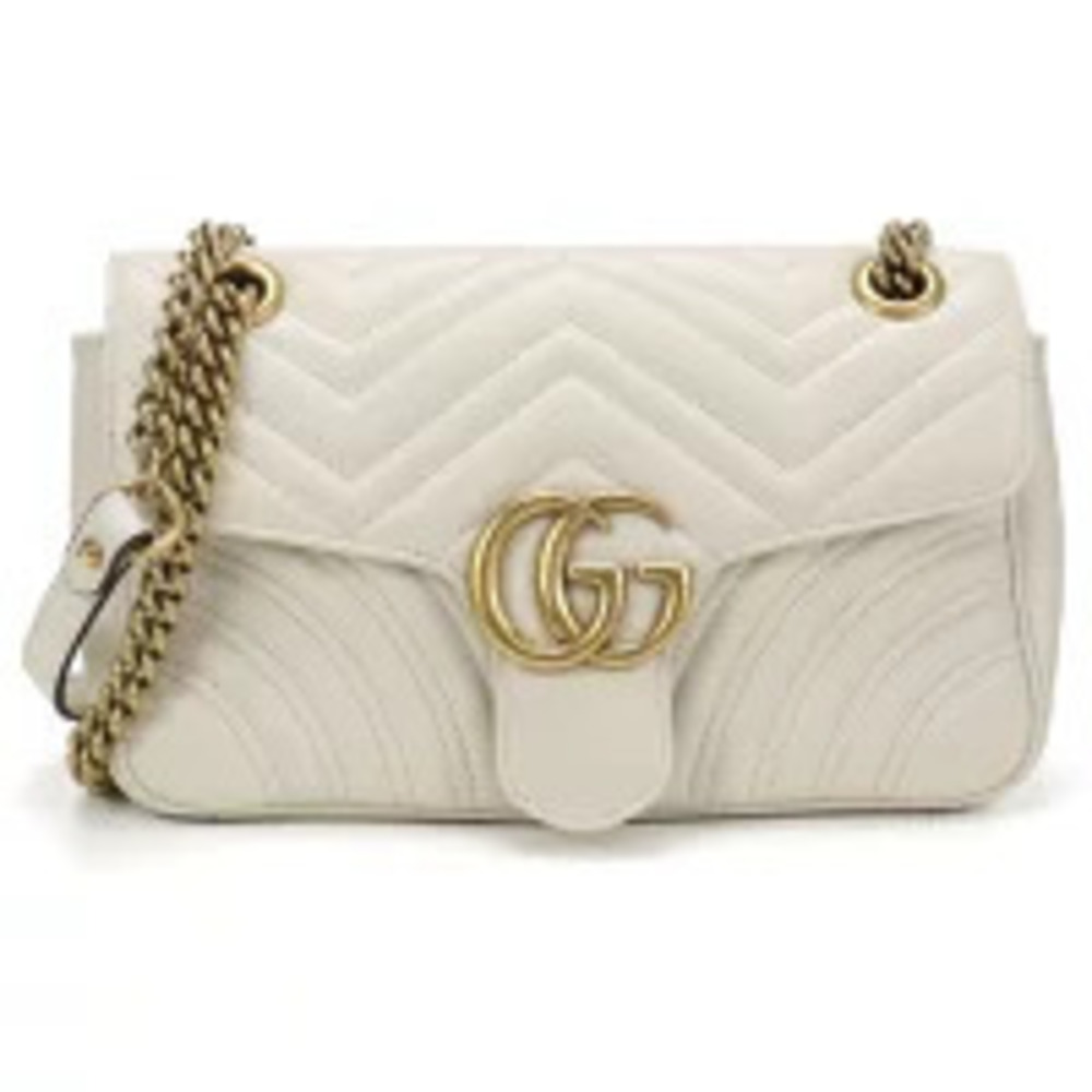 Gucci Shoulder Bag GG Marmont Chain White Crossbody